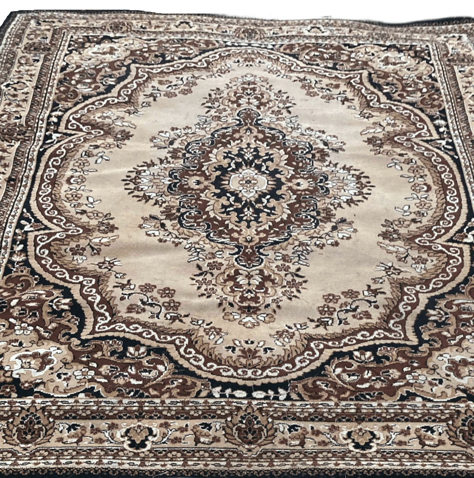 Faded beige rug that smells like champagne