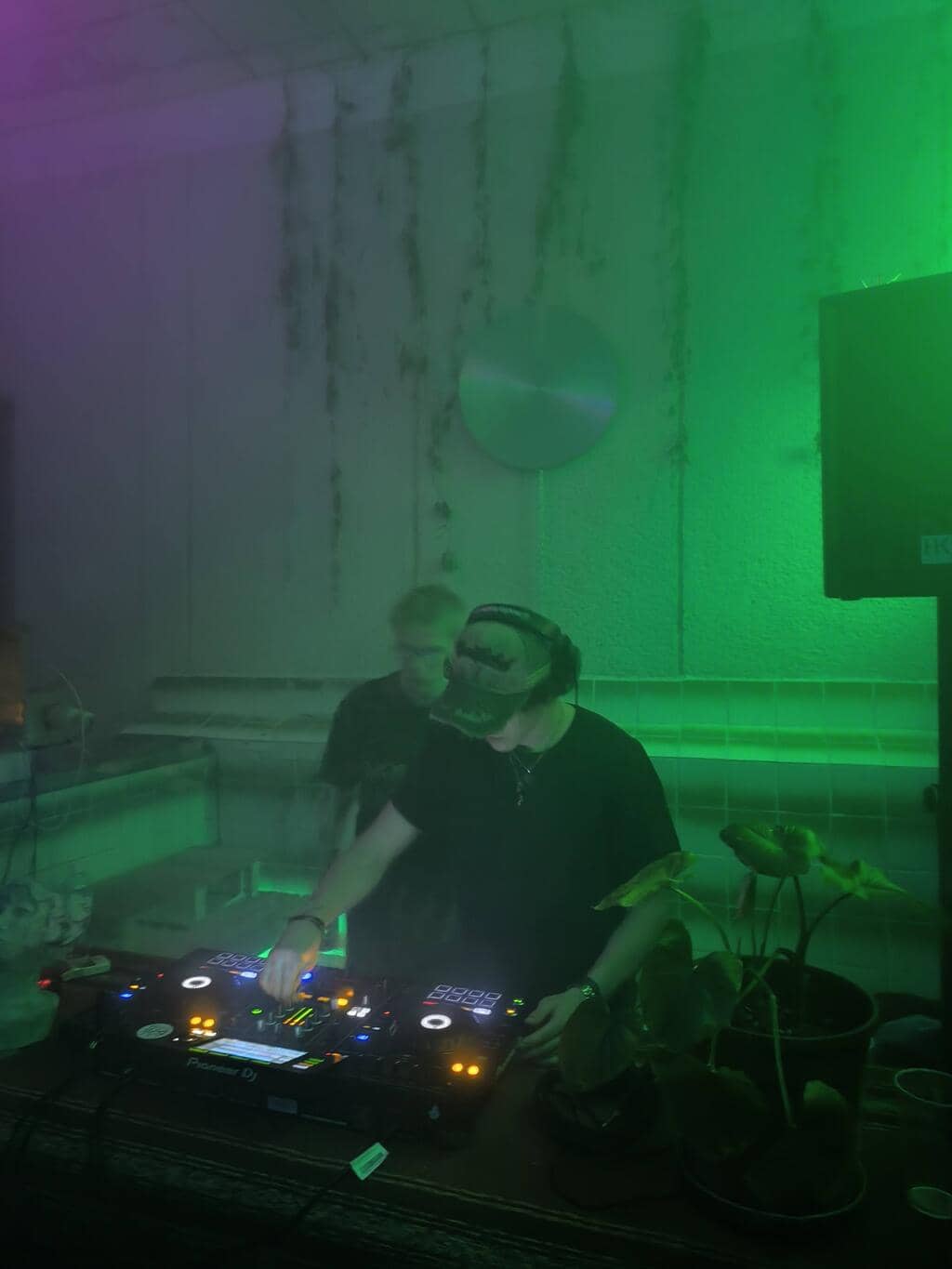 Back 2 Back Dance Two DJs spinning the decks back to back