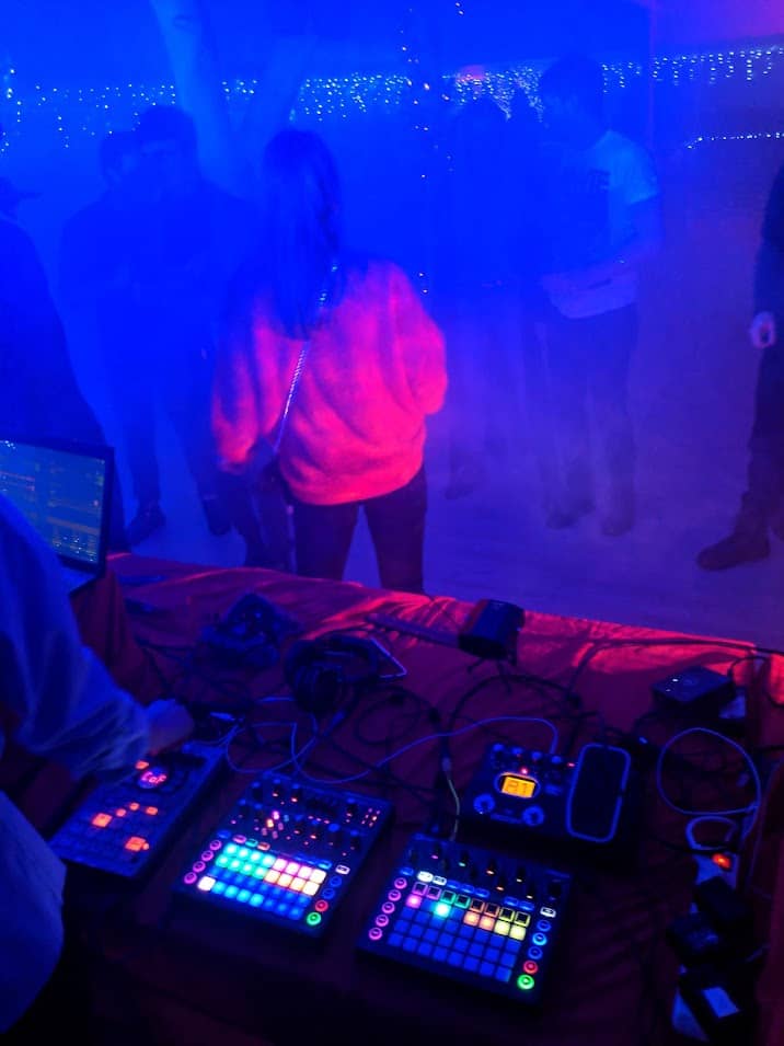 Synths A bunch of synths laid out on the main stage table