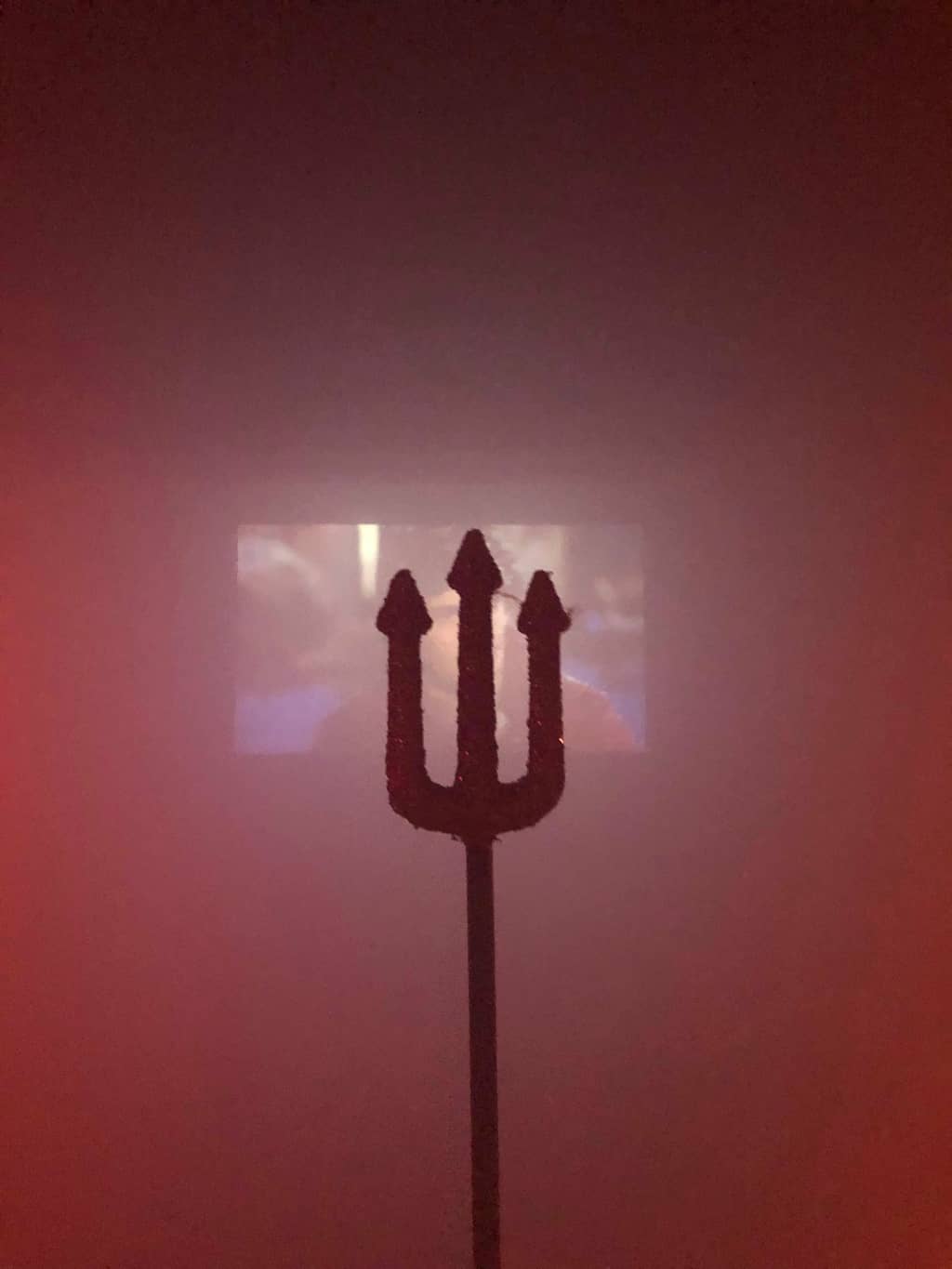 Spooky fork Spooky devils fork in front of a TV