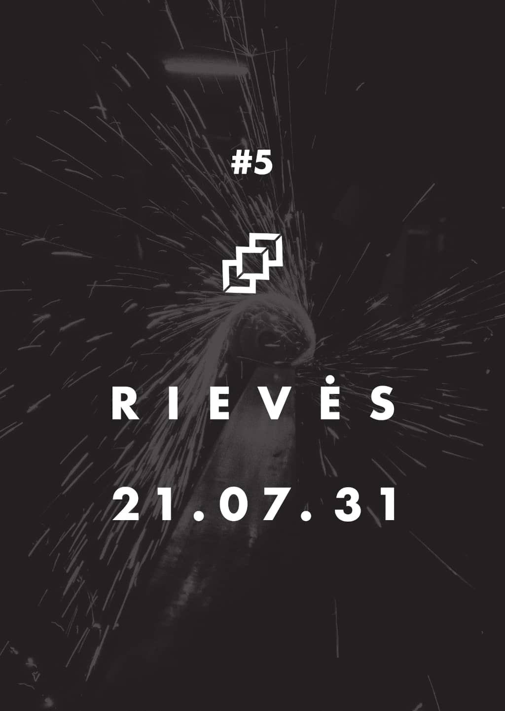 Event poster Saw cutting metal, black and white