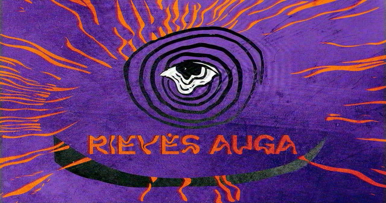 Purple forest with heavy VHS distortion effect